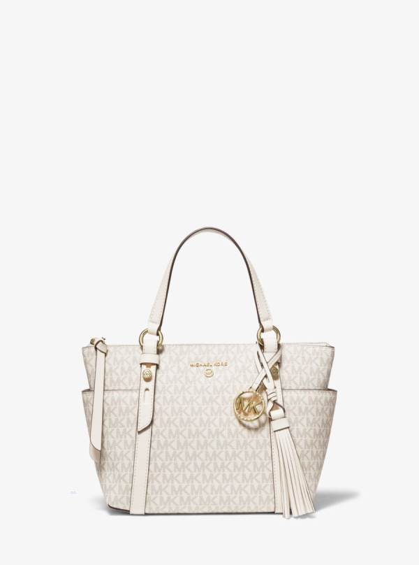 Damske Prenosná Taška Michael Kors Sullivan Small Logo Top-Zip Krém - Kabelky Michael Kors Akcia | MEOHJ-3807